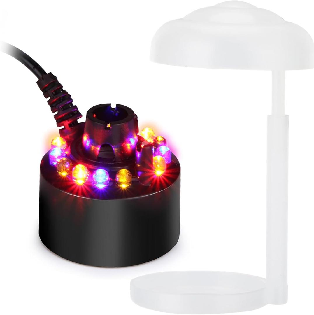 FITNATE Mist Maker with 12 LED Lights,Mist Maker Fogger, Mini Size, Large Capacity of Mist for Halloween, Gatherings, Festivals, and Other Holidays