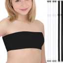 iMucci Girls Bandeau Bra Seamless Clear Strap Training Bras for Girls Sports Tube Top with Adjustable Clear Straps, 10-13 Years, Black