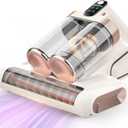 Mattress Vacuum Cleaner Cordless 16Kpa Bed Handheld Vacuum, Vacuum Cleaner with 253.7nm UV-C Light,HEPA Filter & Ultrasonic, Portable Vacuums for Bed Sofa Couch Crib Gifts for women men her white