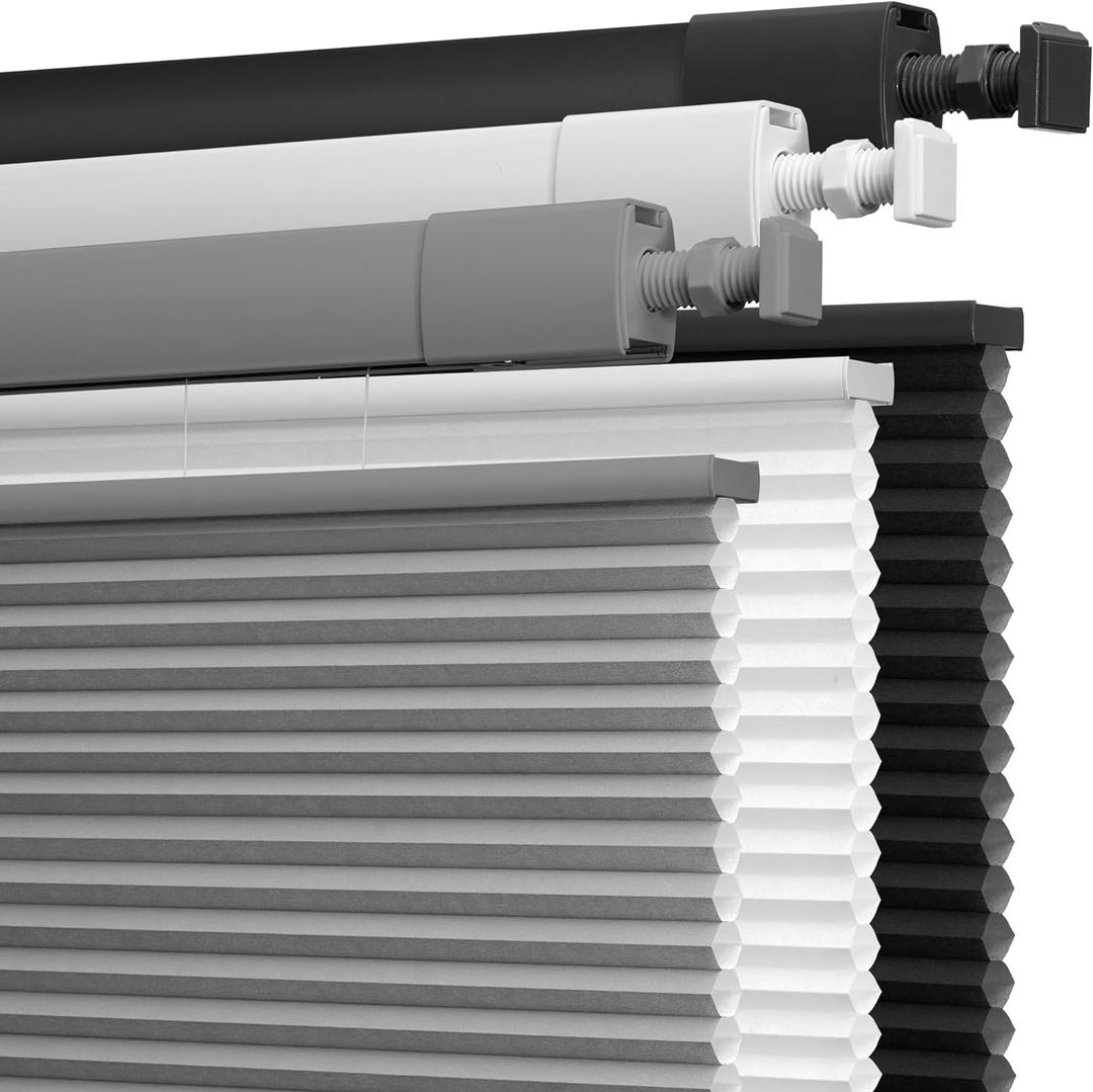 Joydeco No Tools No Drill Window Blinds for Indoor Windows, Blackout Shades Cellular Shades Cordless, No Drill Blinds for Windows, Window Shades for Home, Bedrooms, Doors, Size 27x64