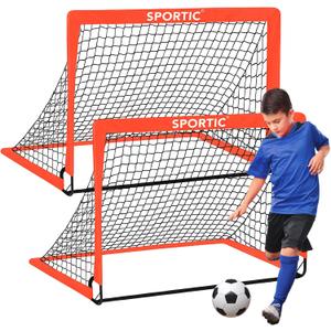 2 Pack 4' x 3' Soccer Goal Net Set, Pop Up Kids Practice Soccer Goals for Indoor and Outdoor.Portable Soccer Net with Carrying Bag & Ground Pegs, Perfect for Backyard, Field, Court (Orange)