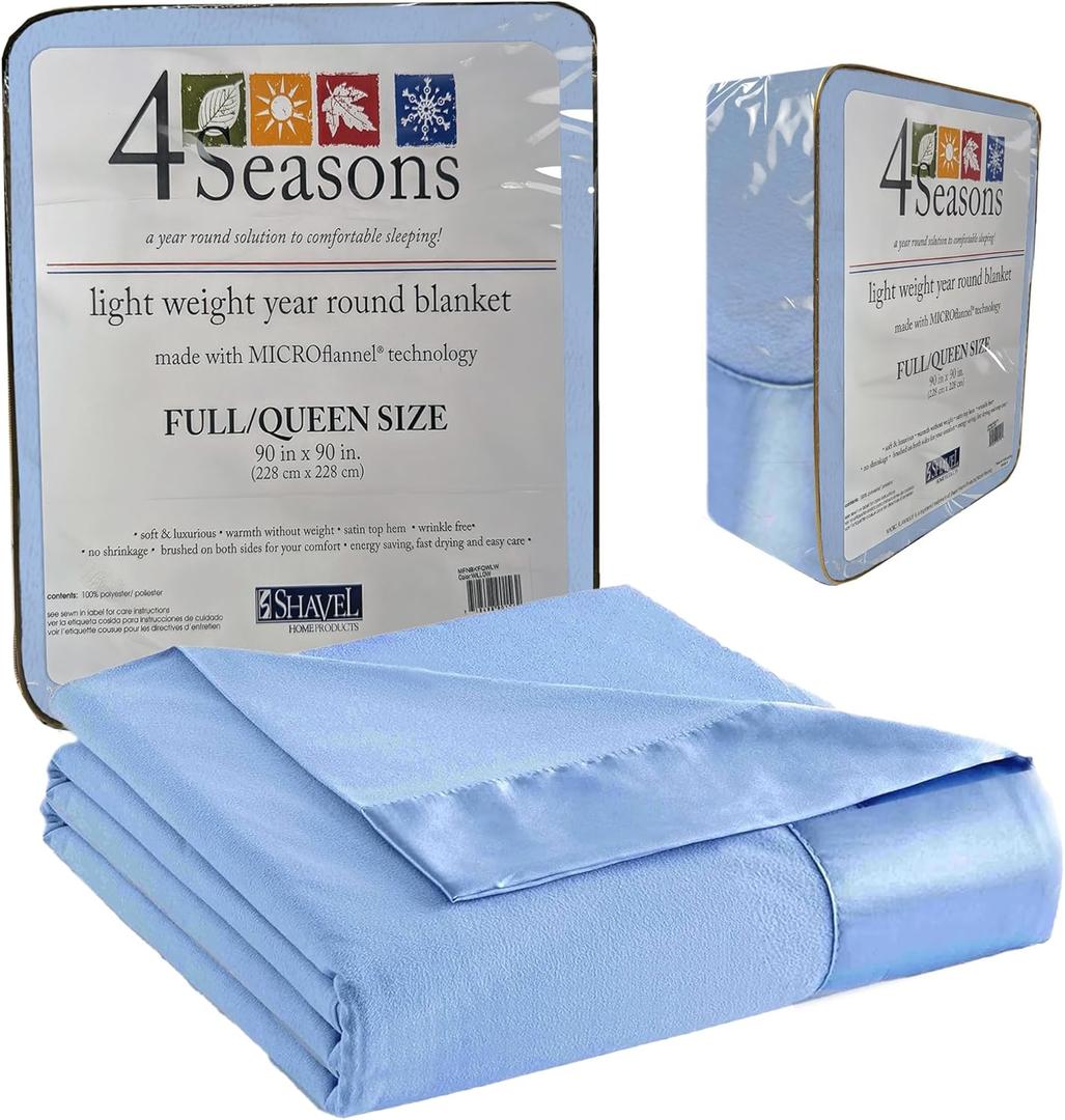 Thermee Micro Flannel King Size Blankets, Lightweight All Seasons Cozy Blanket, Throw Blankets for Home and Living Room, Comfy & Soft Blanket for Couch, Machine Wash, No Pilling - Cornflower Blue (Full/Queen)