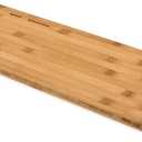 Camco RV/Marine Over The Sink Cutting Board | Features Adjustable Non-Slip Feet, Built-in Knife Slots, and a Durable 3-Ply Bamboo Construction | 24-inches x 8-inches (43543)