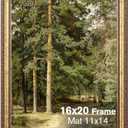 16x20 Gold Picture Frame, Ornate Vintage Picture Frames for Wall or Tabletop Display, 16 x 20 Photo Frame Gold with Non Glare Plexiglass, Display Poster 11x14 with Mat or 16x20 without Mat for Antique Décor