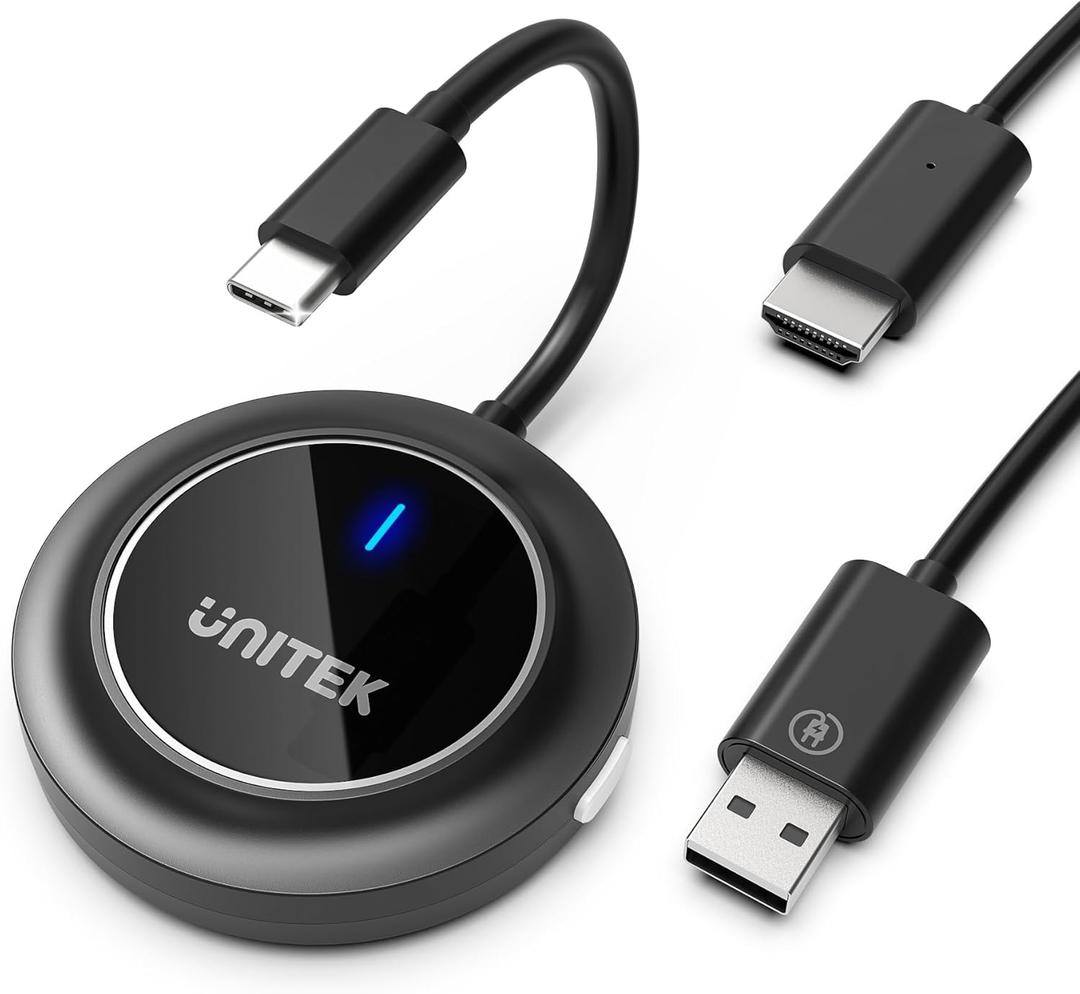 Unitek Wireless HDMI Display Dongle Adapter - Portable 1080P 60Hz USB C Transmitter for TV Upgraded 2G/5G Mirroring Adapter Stream Video to Monitor Projector for Phone iOS Android Windows PC