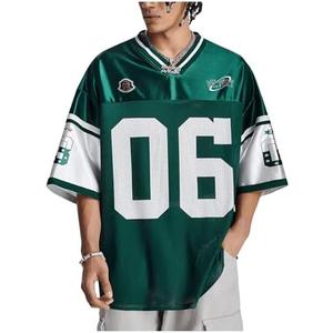 Verdusa Men's Jersey Oversized Graphic Tee V Neck Short Shoulder Casual T Shirts XL