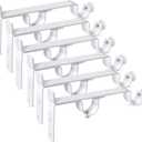 Double Curtain Rod Bracket, Heavy Duty Curtain Rod Holders Hooks, White 6 Pack Drapery Rods Hangers for Wall, Vintage Drapery Rods Support Brackets for 1-1.1 Inch Drape Poles