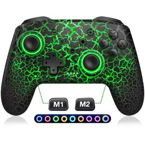 Wireless Switch Controller for Nintendo Switch/Lite/OLED Controller, Switch Controller with a Mouse Touch Feeling on Back Buttons, Extra Switch Pro Controller with Wake-up,Programmable, Turbo Function (Black-LED Light)