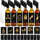 Maxcheck 78 Pcs 25 oz Christmas Plastic Wine Bottles Set with Shrink Capsules and Xmas Label Stickers Airtight 750ml Empty Liquor Bottles with Lid for Xmas Party Supplies Decoration(Clear,Black Gold)