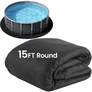 Poolvio 15-Foot Round Above Ground Pool Liner Pad, Geotextile Under Padding, Extends Liner Life, Puncture & Weed Barrier, Eco-Friendly Fabric