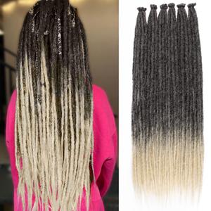 Leeven 36 Inch Dreadlock Extensions 0.6 cm Width Soft Synthetic Crochet SE Dreads 20 Strands Ombre Blonde Handmade Loc Extensions Reggae Style Braiding Hair for Women Men #1B/613