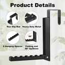 Over The Door Hooks Hanger for Clothes, 1 Pack Foldable Over The Door Drying Rack for Laundry, Overdoor Hanger Hook with 6 Groves for Towel, Coat, Black