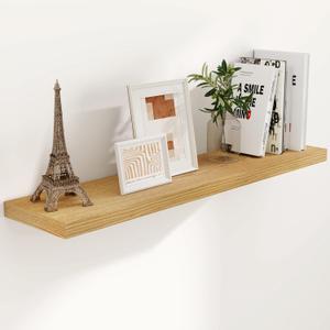 48 Inch Floating Shelves, 9.3 Inch Deep Floating Shelf for Wall, Rustic Wood Wall Shelves 48 x 9.3 x 1.5, Large Bathroom Shelf 48 Inch Long, Deep Shelves for Kitchen, Bedroom, Living Room, Oak Color