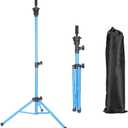 Mannequin Head Stand, Adjustable Wig Head Stand, Reinforced Metal Mannequin Head Stand Wig Stand Tripod for Cosmetology Hairdressing Training (blue, 48inch)