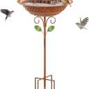 Metal Bird Bath for Outside Garden Birdbath Bowl, 42.1" Height Bird Feeders for Outdoors with 5 Prongs Base Stake, Standing Birdfeeders Bath Bowl for Yard Lawn Decor (Vintage Copper)