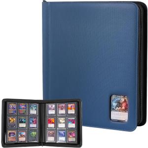 ProCase Top Loader Binder, 9 Pocket Holds 324 Toploaders, Waterproof PU Leather with Non-PVC Pockets for Trading Cards or Sports Cards, Compatible with TCG, MTG in 3"x4" Toploader -Navy
