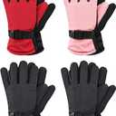 Hicarer 4 Pairs Winter Gloves for Kids Waterproof Snow Ski Gloves Girls Boys Warm Unisex Youth Clothes for Cold Weather 4-8 years
