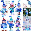 Winlyn 24 Sets Winter Decorations DIY Elf Ornaments Christmas Craft Kits Foam Elf with Snowflake Festive Foam Stickers for Kids Holiday Seasonal Gift Home Classroom Activities Party Favors