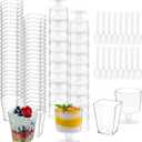 UrbanRoots 300 Pack Clear Plastic Dessert Cups(5 oz),Disposable Parfait Cups For Pudding, Fruit and Ice Cream,Mini Shooter Cups With Spoons For Party,appetizer cups