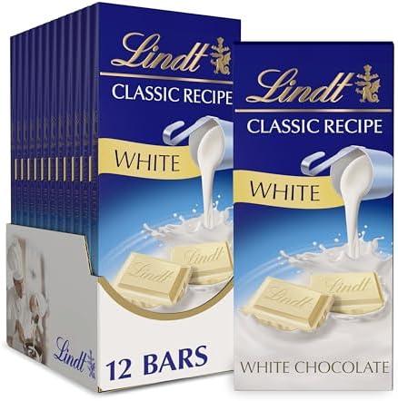 Lindt CLASSIC RECIPE White Chocolate Bar, White Chocolate Candy, 4.4 oz. (12 Pack) By 09/30/2026