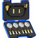 Orion Motor Tech Hydraulic Pressure Test Kit with 4 Gauges 1300 3500 5500 9000 psi, 9 Test Couplings, Quick Connector, & 3 Test Hoses, Hydraulic Gauge Kit for Excavator Construction Machinery