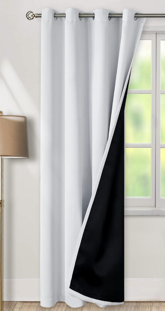 BGment Greyish White 100% Blackout Curtains for Living Room 84 Inch Length 1 Panel, Thermal Insulated Full Light Blocking Energy Save Window Drapes for Nursery Bedroom Darkening, 52 Inch Wide Each