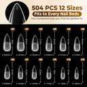 UNA GELLA Medium Stiletto Nails Tips,504Pcs Press-on Nails Stiletto Clear Gel Nail Tips, Full Cover Pre-Etched Fake Acrylic Nails, Sturdy for Nail Extensions Home Art Salon 12 Sizes