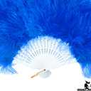 FANSOF.FANS Marabou Feather Hand Fan 45cm, Fancy Dress Wedding Party Favour Gift Outdoor Vintage Dance Photoshoot (Dark Blue)