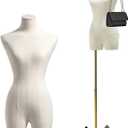 Female Mannequin Dress Form Torso, 47"-83" Height Adjustable Display Mannequin Body with Metal Stand, Retro Manikin for Sewing Clothing Jewelry Market Shop (White, A)