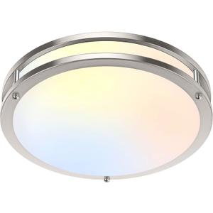 36W LED Flush Mount Ceiling Light Fixture, 13inch LED Ceiling Light 3600LM, Modern Ceiling Light 2700K/3000K/4000K/5000K/6500K 5CCT, Brushed Nickle Dimmable Ceiling Lamp for Living Room Kitchen,1 Pack