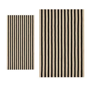 OJIA Outdoor Porch Rug Front Door Mat 24"x51" + 3x5 Washable Outdoor Rug Black and Tan Striped Outdoor Porch Rug Entryway Rugs Indoor Front Door Mat Outside Entrance
