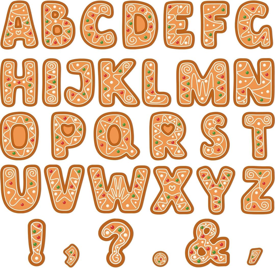 150 PCS Large 6" Bulletin Board Letters Set, Gingerbread Classroom Alphabet Cutout Letter for Christmas Bulletin Board Display Home School, A Great Helper to Inspire Students' Learning Interest