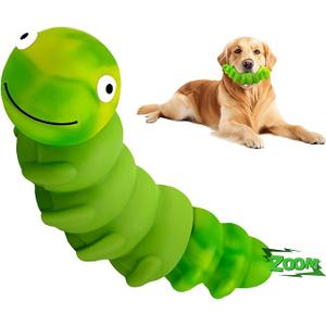 Indestructible Dog Toys for Aggressive Chewers, Tough Chew Proof Toy for Large Dogs, Squeaky Rubber Chew Toy with Beef Flavor for Boredom & Anxiety Relief (Green)