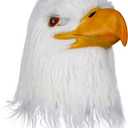 White Eagle Mask Novelty Animal Bird Hair Latex Masks, Fun Adult Party Props for Halloween Raves
