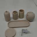 Bathroom Accessory Set, 6PCS Beige Bathroom Accessories - Soap Dish, Lotion Dispenser, Toothbrush Holder, Mouthwash Cup, Tray, Cotton Ball Jar, Aesthetic Decor Bathroom Sets