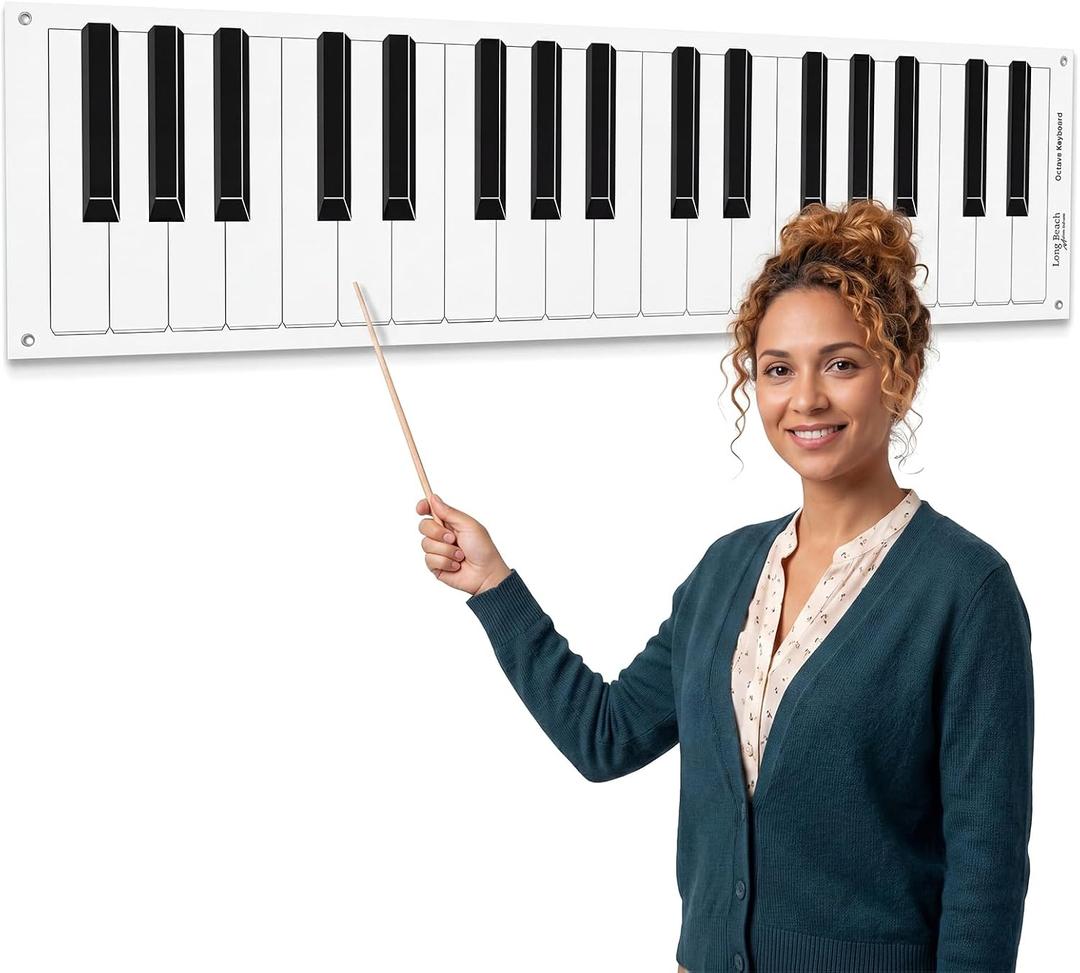 61" x 17.5" Dry Erase Piano Keyboard Laminated Poster Large Jumbo Size Back to School Music Piano Keyboard Note Chart Music Teacher Supplies for Teachers Musicians Students