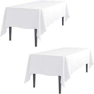 2 Pack White Rectangular Tablecloths for 6 Feet Rectangle Banquet Tables with Half-Drop - Stain and Wrinkle Resistant Cloth Table Covers for Party, Wedding