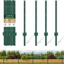 Fence Posts 3FT, 10 Pack Metal U Posts for Wire Fence, Heavy Duty Garden Fence Posts with Reinforced Anchor Plate, No Dig Rustproof Steel Fence Stakes for Yard, Farm, Chicken Wire, Temporary Fencing