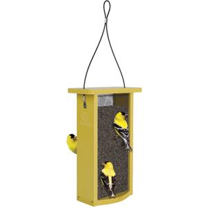 Finch Fare Recycled Plastic Thistle Mesh Bird Feeder for Wild Birds and Outdoor Décor, Dual-Sided Feeding & Removable Mesh Panels, 1.375 Quart Capacity, Yellow