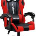 Gaming Chair Office Chair High Back Computer Leather Desk Chair Racing with Swivel with Headrest and Lumbar, (Black and Red, 06)