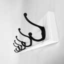 Wood Coat Rack Wall Mounted - 22 Inches, 5 Hooks, Heavy Duty, for Coat Hat Towel Purse Robes Mudroom (White Base & Black Hook)