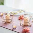 Hewory Geometric Tealight Candle Holders Gold, Modern Metal Geo Wedding Centerpieces for Table, Votive Candle Stand Accent for Tea Light for Home Shelf Mantel Christmas Birthday Party Decor, 12pcs