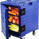 VEVOR Insulated Food Pan Carrier, 95 Qt Hot Box for Catering, LLDPE Food Box Carrier w/One-Piece Buckle, Front Loading Food Warmer w/Handles, End Loader w/Wheels for Restaurant, Canteen, etc. Blue