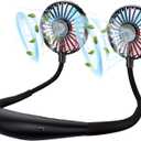 2 x Neck Fan - 2600mAh Battery Operated Hands Free Fan, Portable Hang Around Neck Fans for Fishing, Camping, Hiking, Working, USB Powered, Over 12 Hours Cooling (Black)