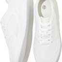FRACORA Womens White Tennis Shoes Low Top PU Leather Sneakers Lace Up Walking Shoes(White, US9)