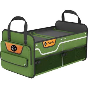 SugarFox Trunk Organizer, Heavy-Duty Storage for Car & SUV, Foldable Waterproof Car Organizer with Cooler, Collapsible Multi-Compartment Storage, 95L-M003 (Standard Green, Standard)