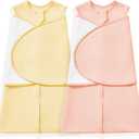2 Pack Baby Sleep Sack Swaddle Blanket for Boys Girls | Infant Swaddling Sleeping Bag, 100% Cotton Adjustable Newborn Wrap Wearable Blanket (Pink + Beige)