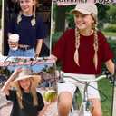 3 Pack Girls Short Sleeve Oversized Tops | Loose Fit, Crop Shirts, Cute, Rolled Sleeve, Crewneck, Round Neck, Summer, Baggy, Casual Tees, Solid, Plain, Versatile