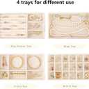 Velvet Jewelry Organizer for Drawer, Stackable Jewelry Drawer Inserts in Dresser, 8in Beige Storage Display Case for Rings Stud Necklaces Accessories, Set of 4