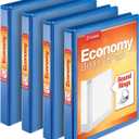 Cardinal Economy 3 Ring Binder, 1 Inch, Presentation View, Blue, Holds 225 Sheets, Nonstick, PVC Free, 4 Pack of Binders (79511)